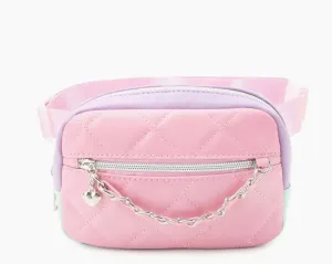 QUILTED COLORBLOCK CHAIN FANNY PACK