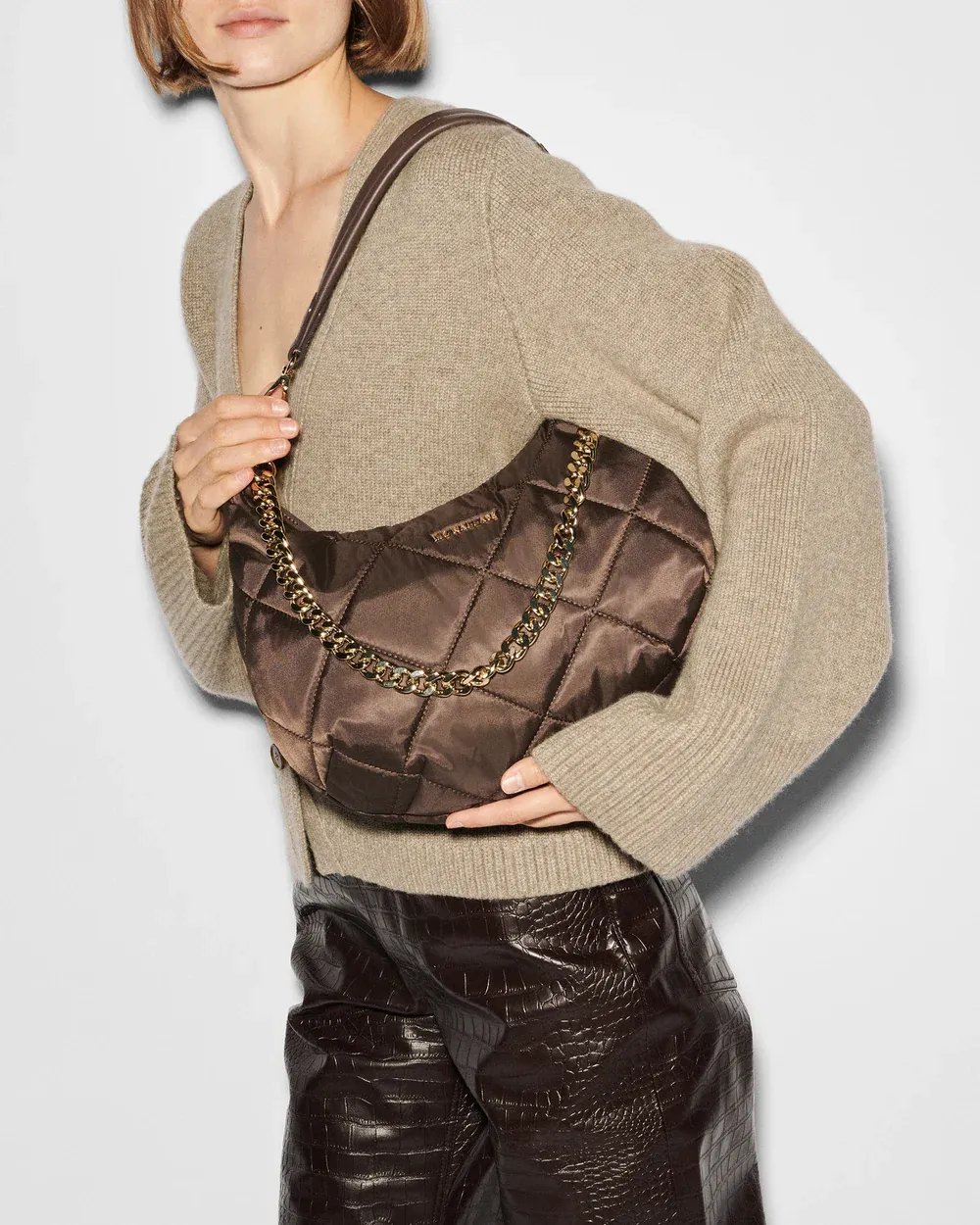 Quilted Madison Shoulder Bag | Walnut