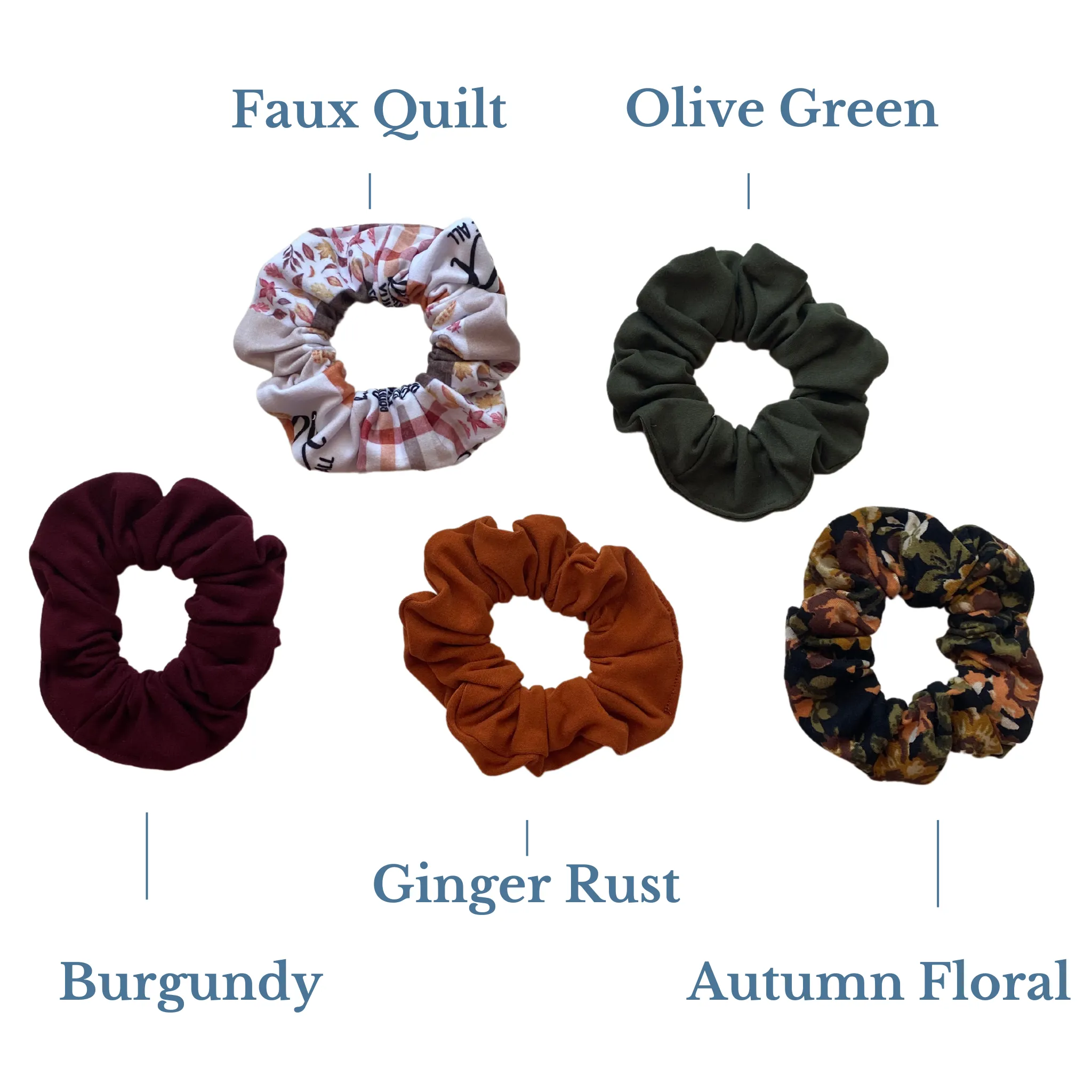 " I Love Fall Most of All" Faux Quilt Matte Scrunchie