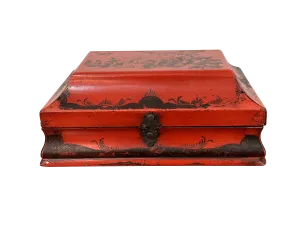 Rare 18th Century French Red Lacquered Wig Box