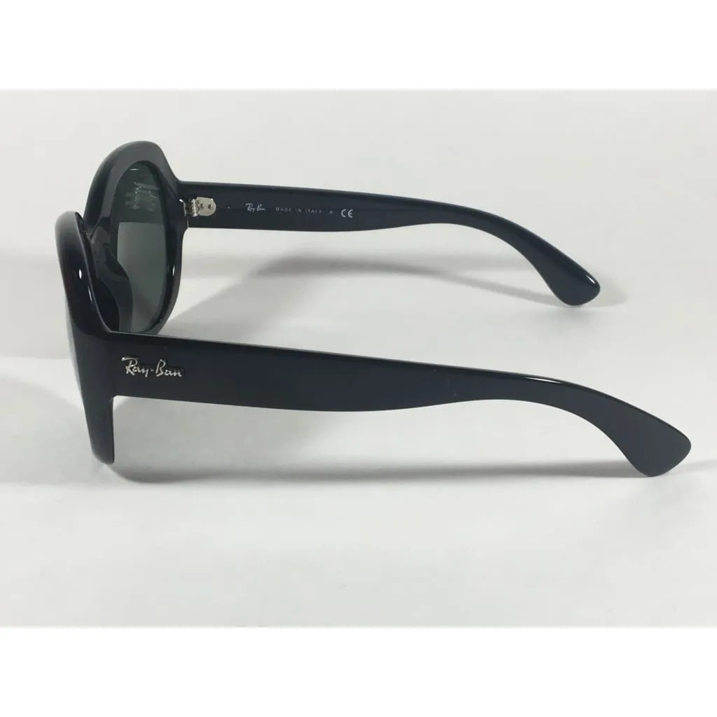 Ray-Ban Highstreet Round Sunglasses Black Gloss Nylon Frame Green Lens RB4191 601/71