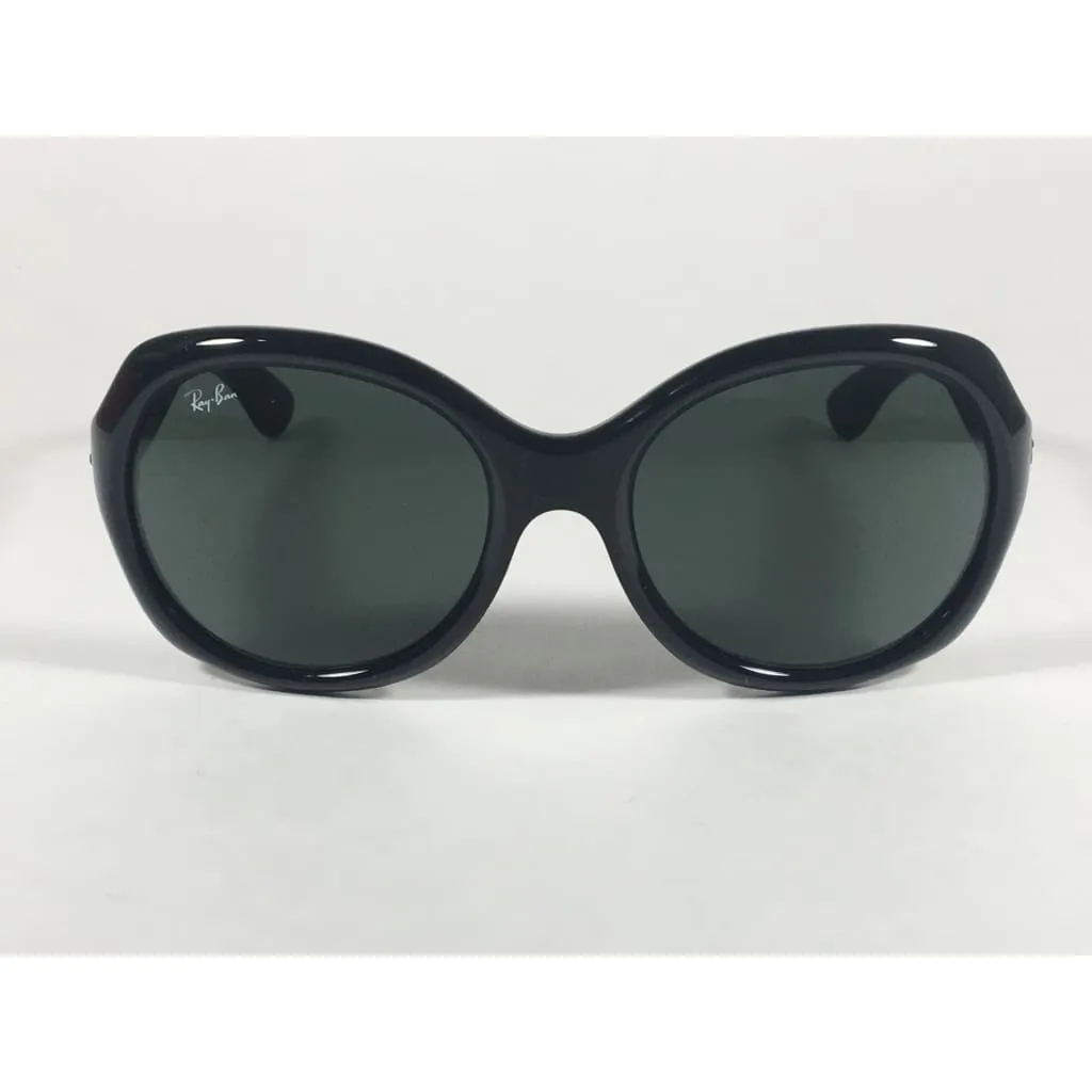 Ray-Ban Highstreet Round Sunglasses Black Gloss Nylon Frame Green Lens RB4191 601/71
