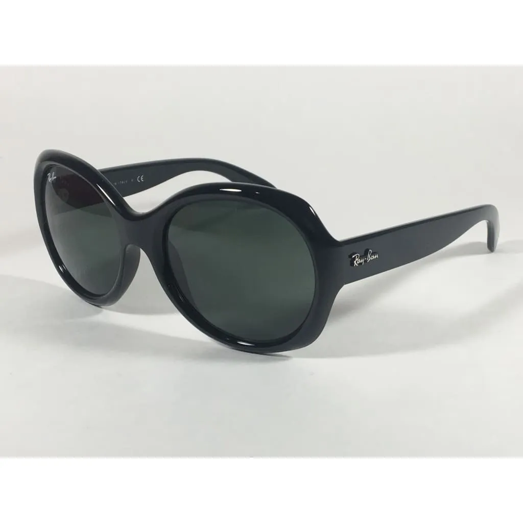 Ray-Ban Highstreet Round Sunglasses Black Gloss Nylon Frame Green Lens RB4191 601/71
