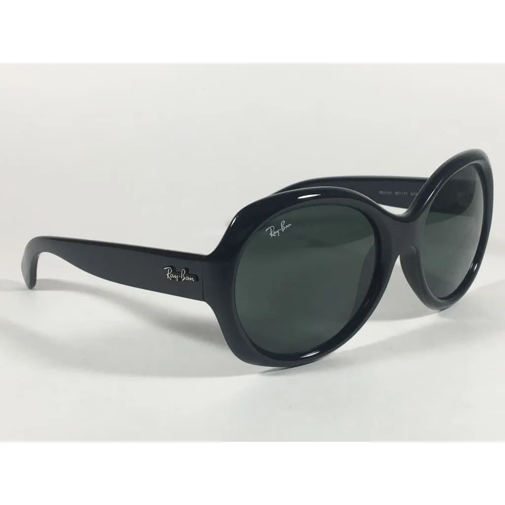 Ray-Ban Highstreet Round Sunglasses Black Gloss Nylon Frame Green Lens RB4191 601/71