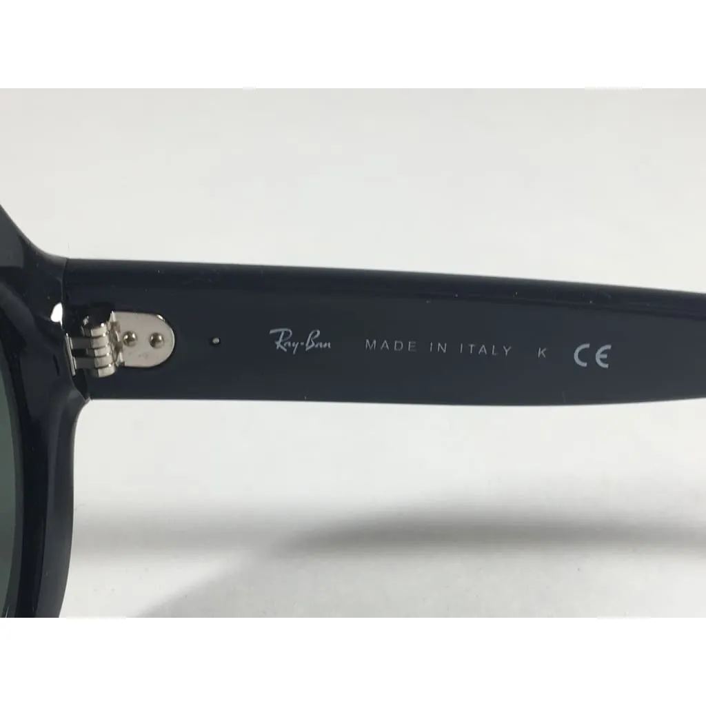 Ray-Ban Highstreet Round Sunglasses Black Gloss Nylon Frame Green Lens RB4191 601/71