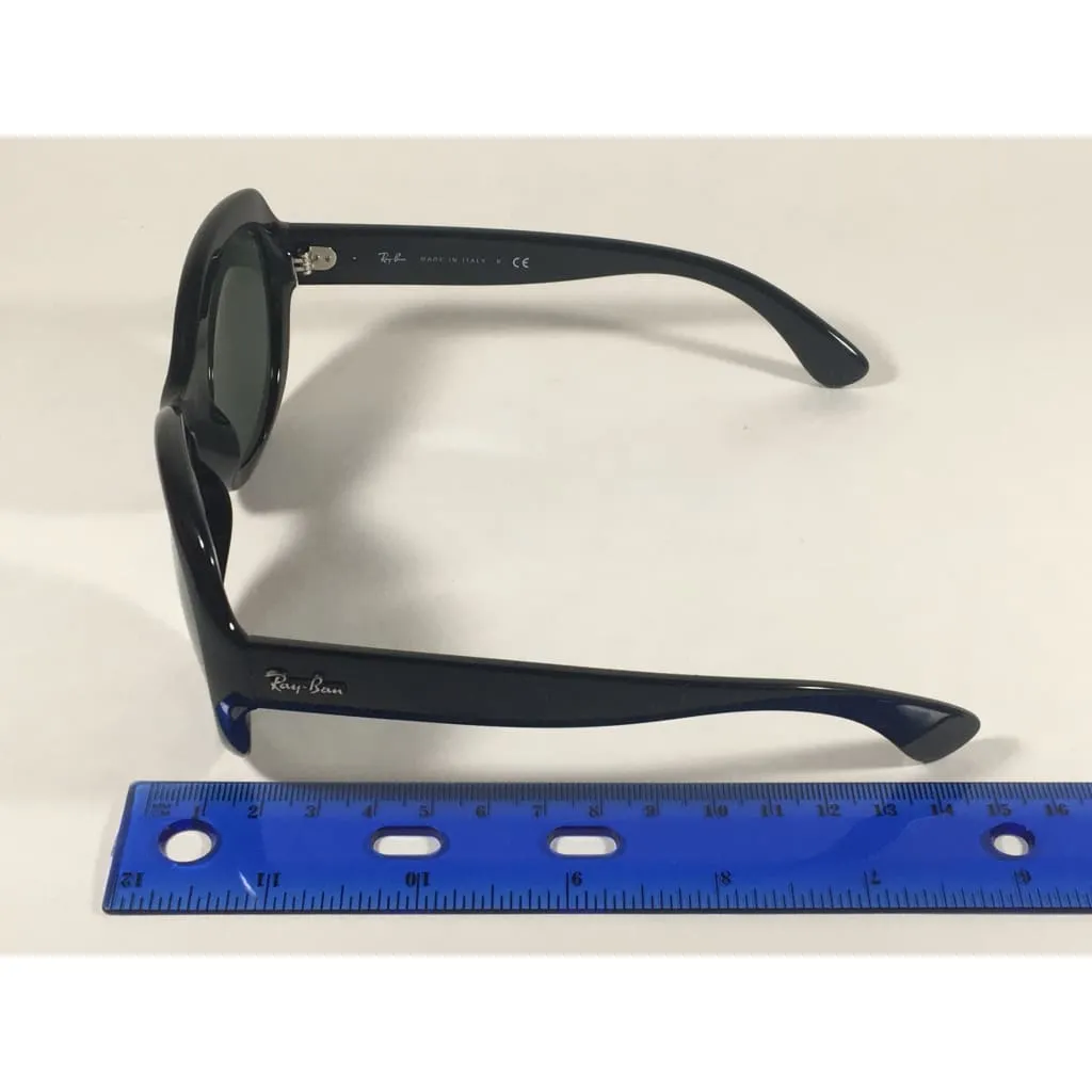 Ray-Ban Highstreet Round Sunglasses Black Gloss Nylon Frame Green Lens RB4191 601/71