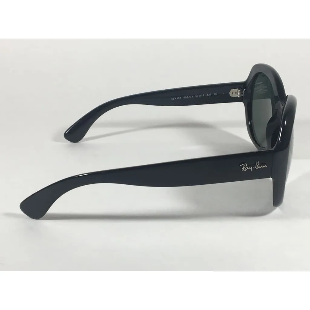 Ray-Ban Highstreet Round Sunglasses Black Gloss Nylon Frame Green Lens RB4191 601/71