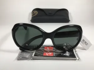 Ray-Ban Highstreet Round Sunglasses Black Gloss Nylon Frame Green Lens RB4191 601/71