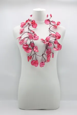 RECYCLED PLASTIC BOTTLES WATER LILY LEAF NECKLACES - HAND BRUSHED, LONG
