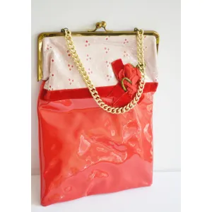 Red & White Plastic Purse By Tyrolean