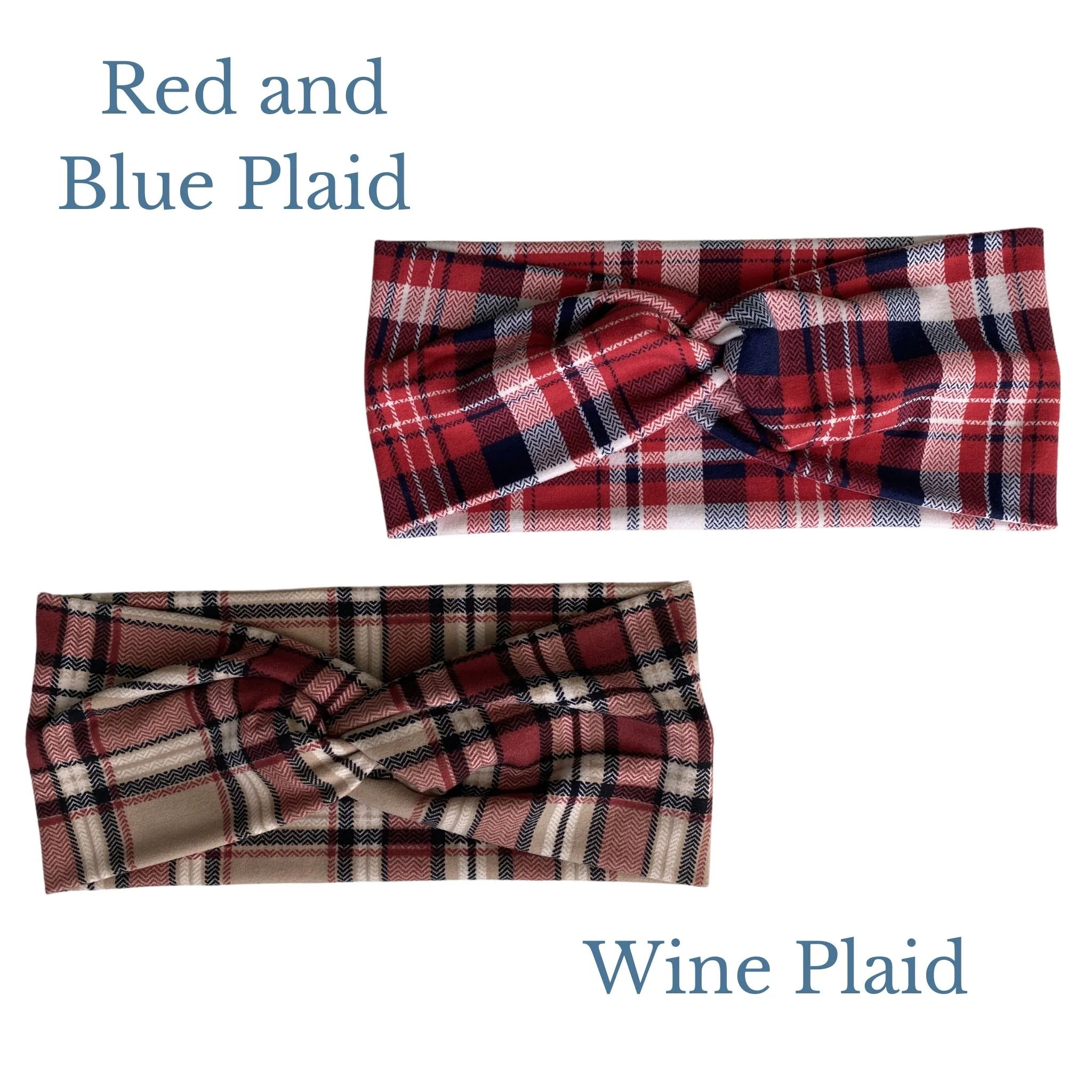 Red and Blue Plaid Faux Knot Headband