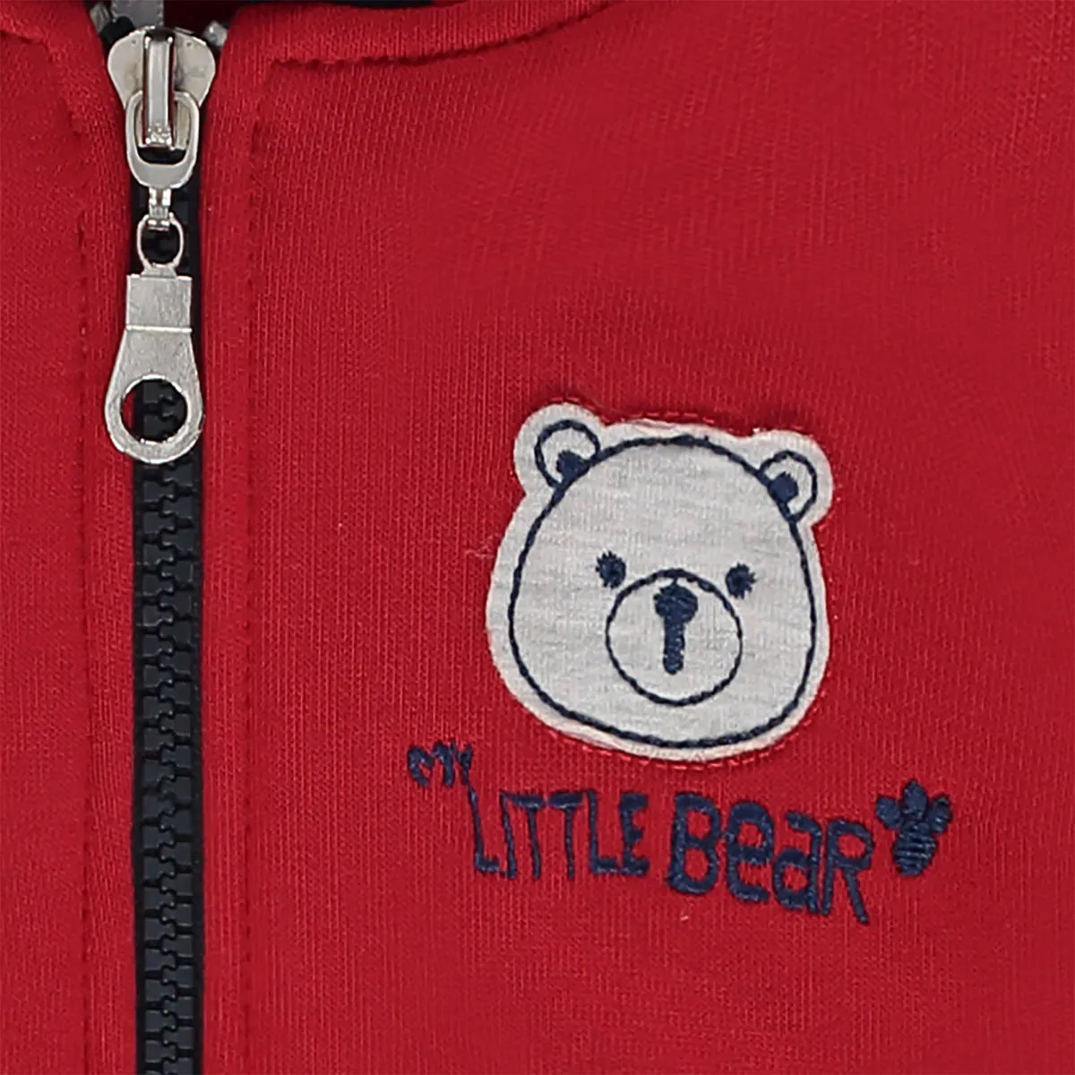 Red Cotton Zip-Up Top
