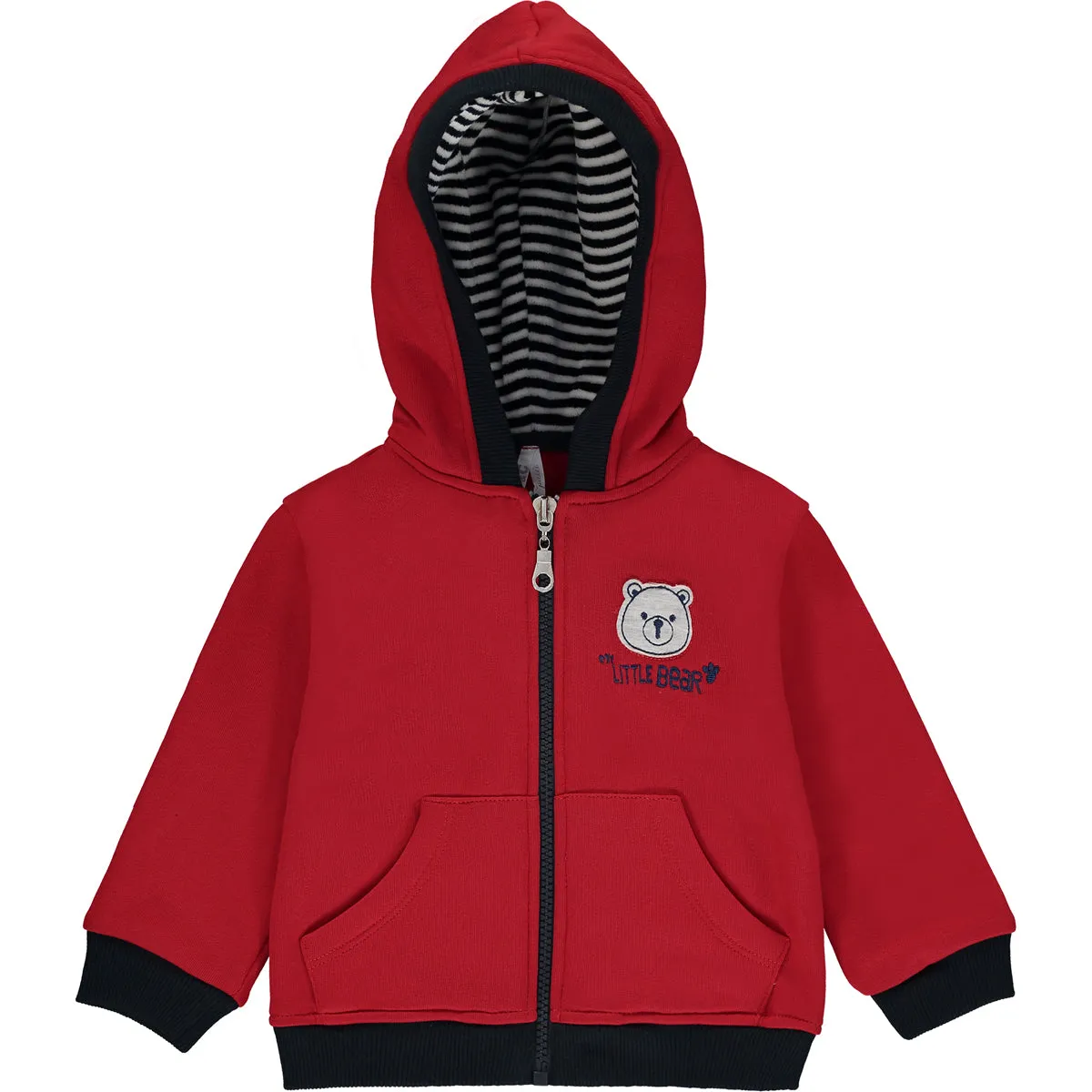 Red Cotton Zip-Up Top