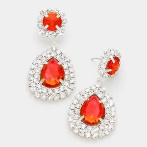 Red Crystal Teardrop Earrings | 236354
