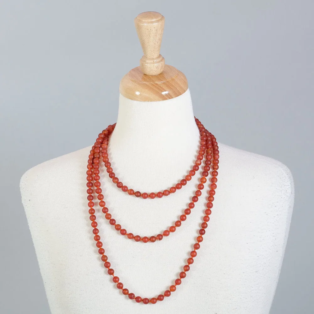 RED ONYX BEADS LONG - 71" (180cm)