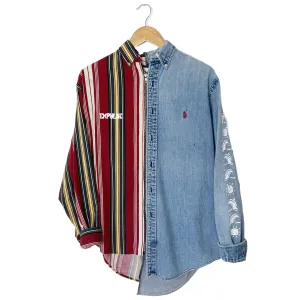 Red Stripe/Denim Zip Split