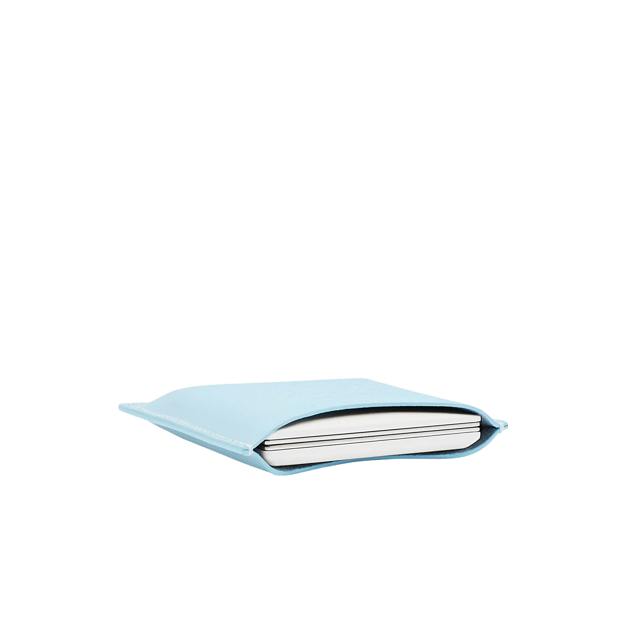 Refillable Blue fine leather powder case