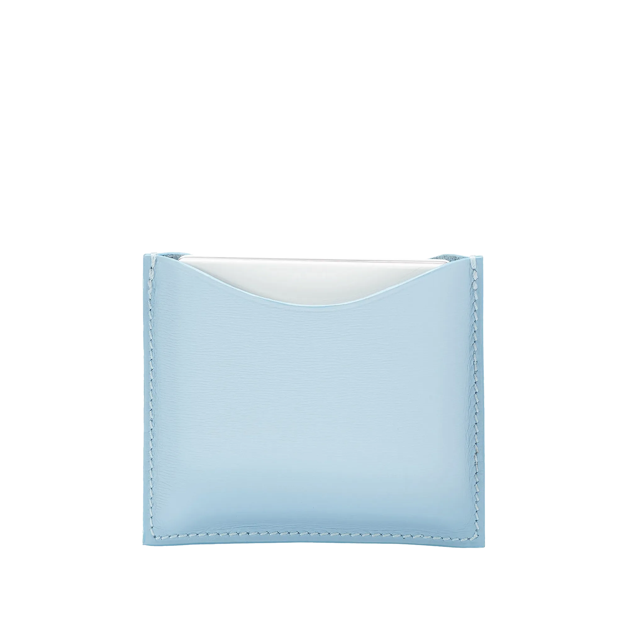 Refillable Blue fine leather powder case