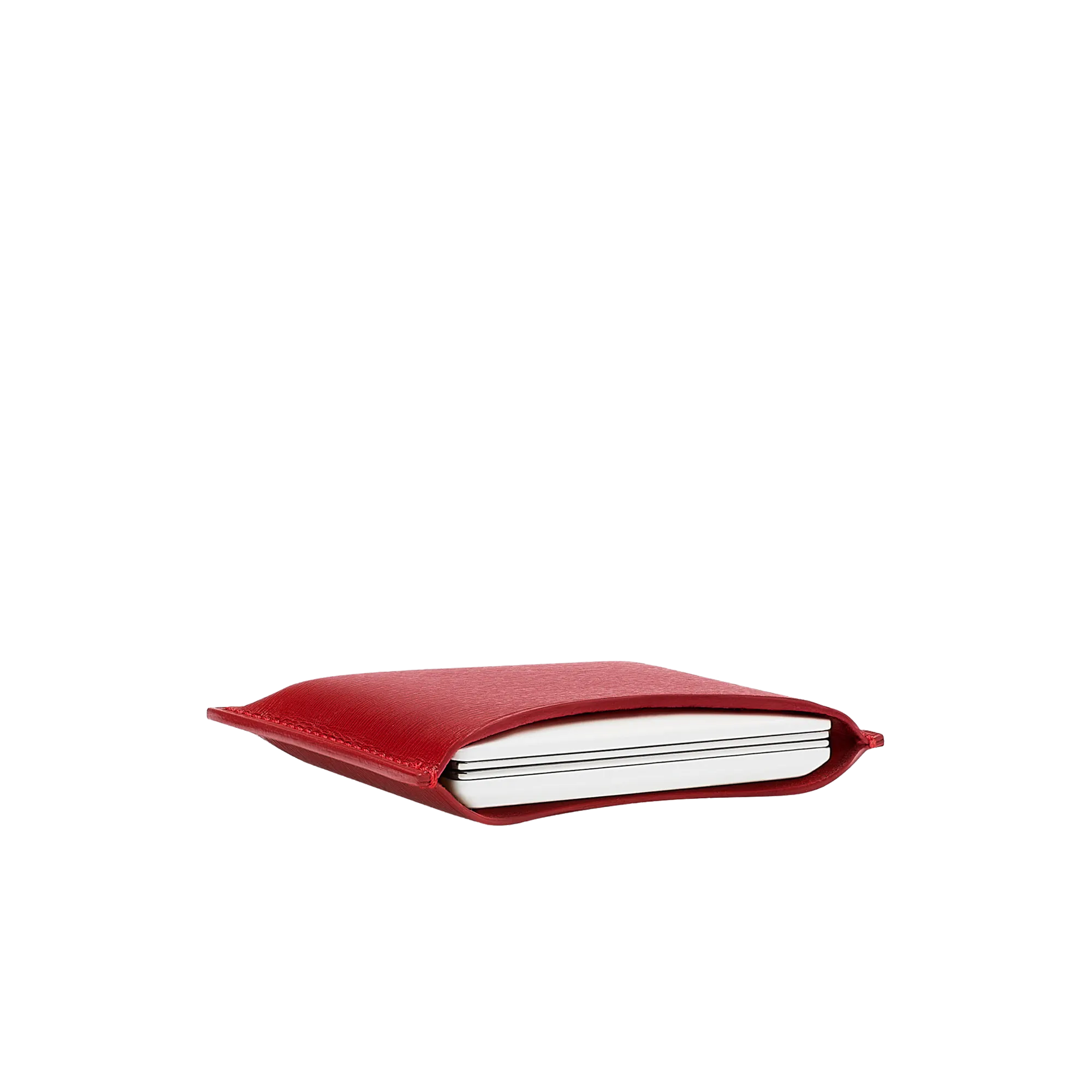 Refillable Red fine leather powder case