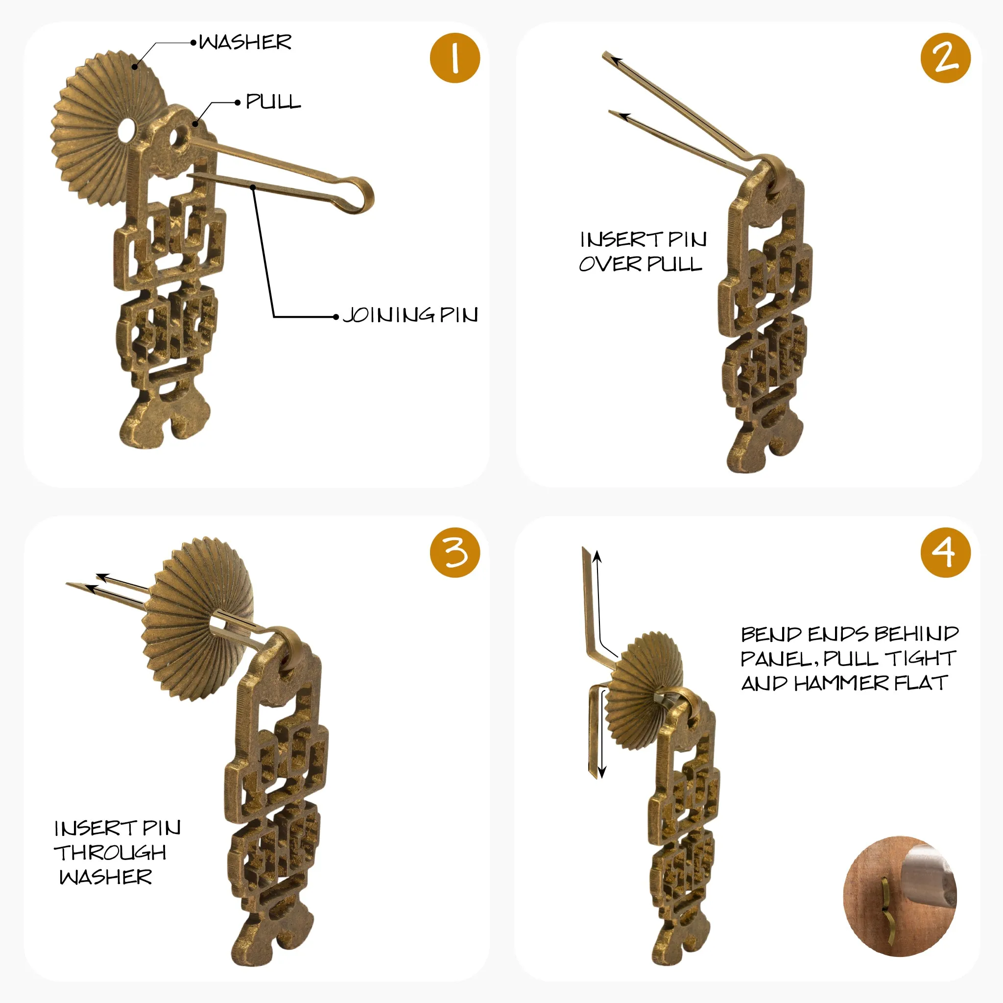 Regal Dynasty Brass Hardware Pulls 4" - Set of 2