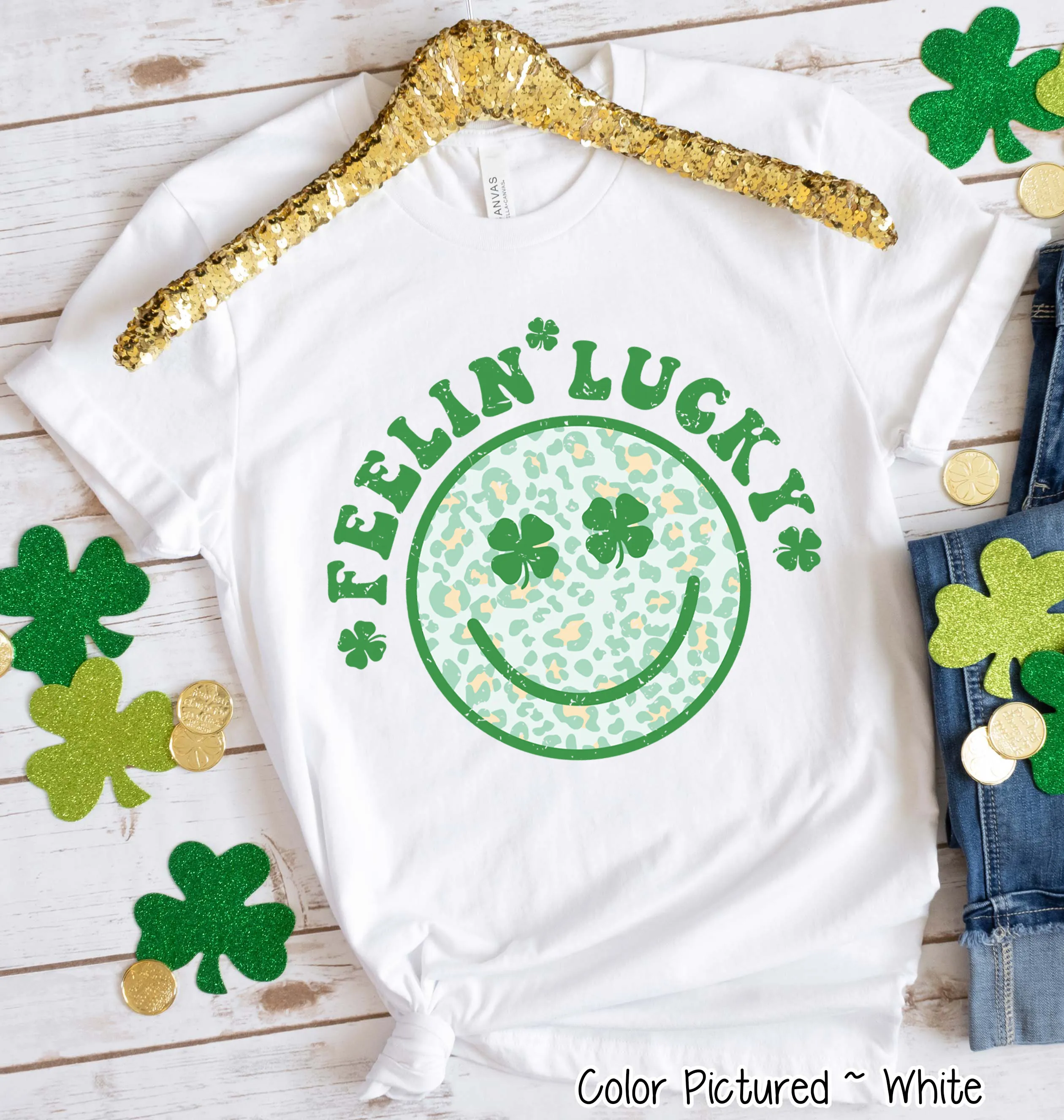 Retro Feelin Lucky Smiley Face St Patricks Day Tee