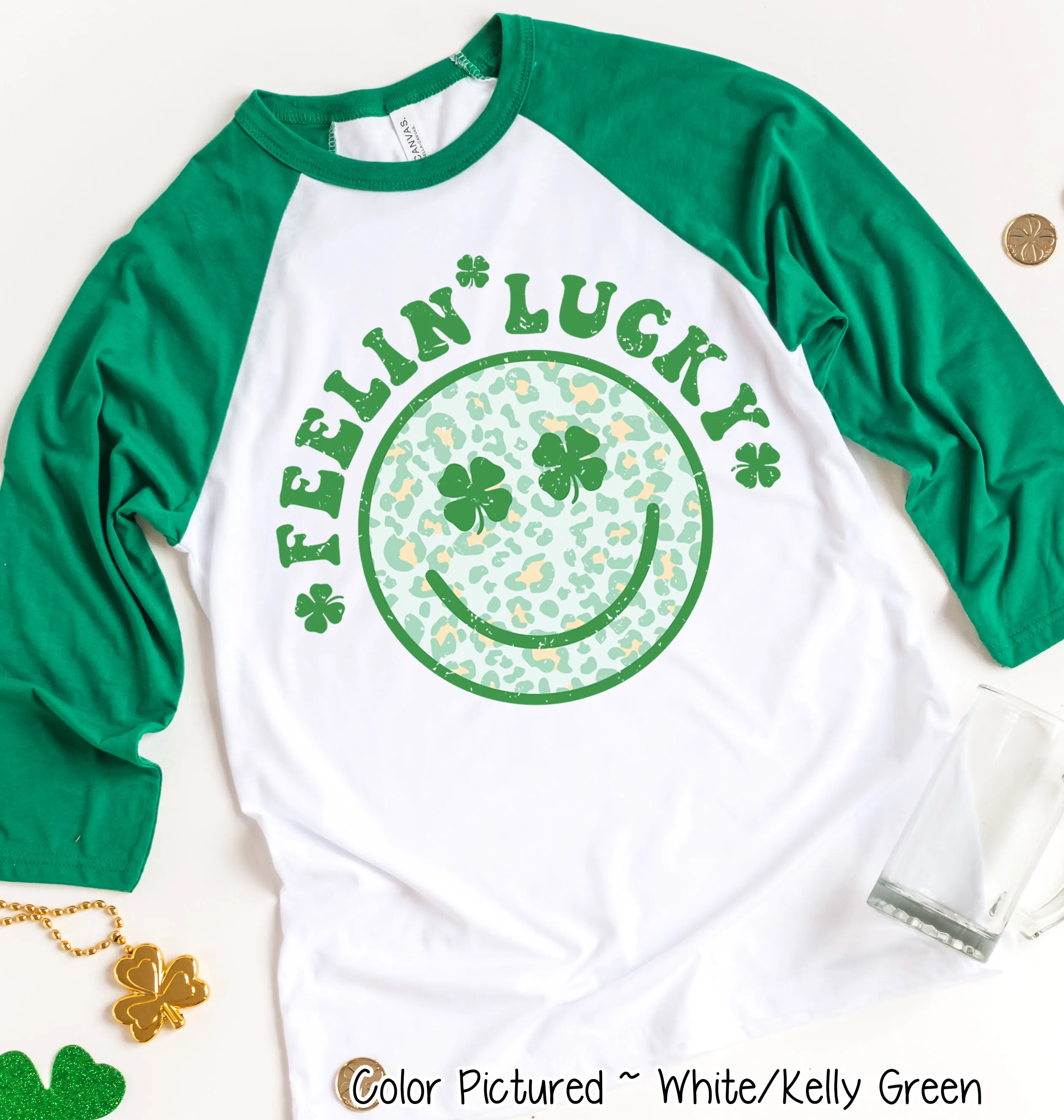 Retro Feelin Lucky Smiley Face St Patricks Day Tee