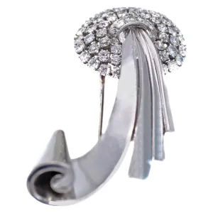 Retro Old European Cut Diamond Platinum Brooch