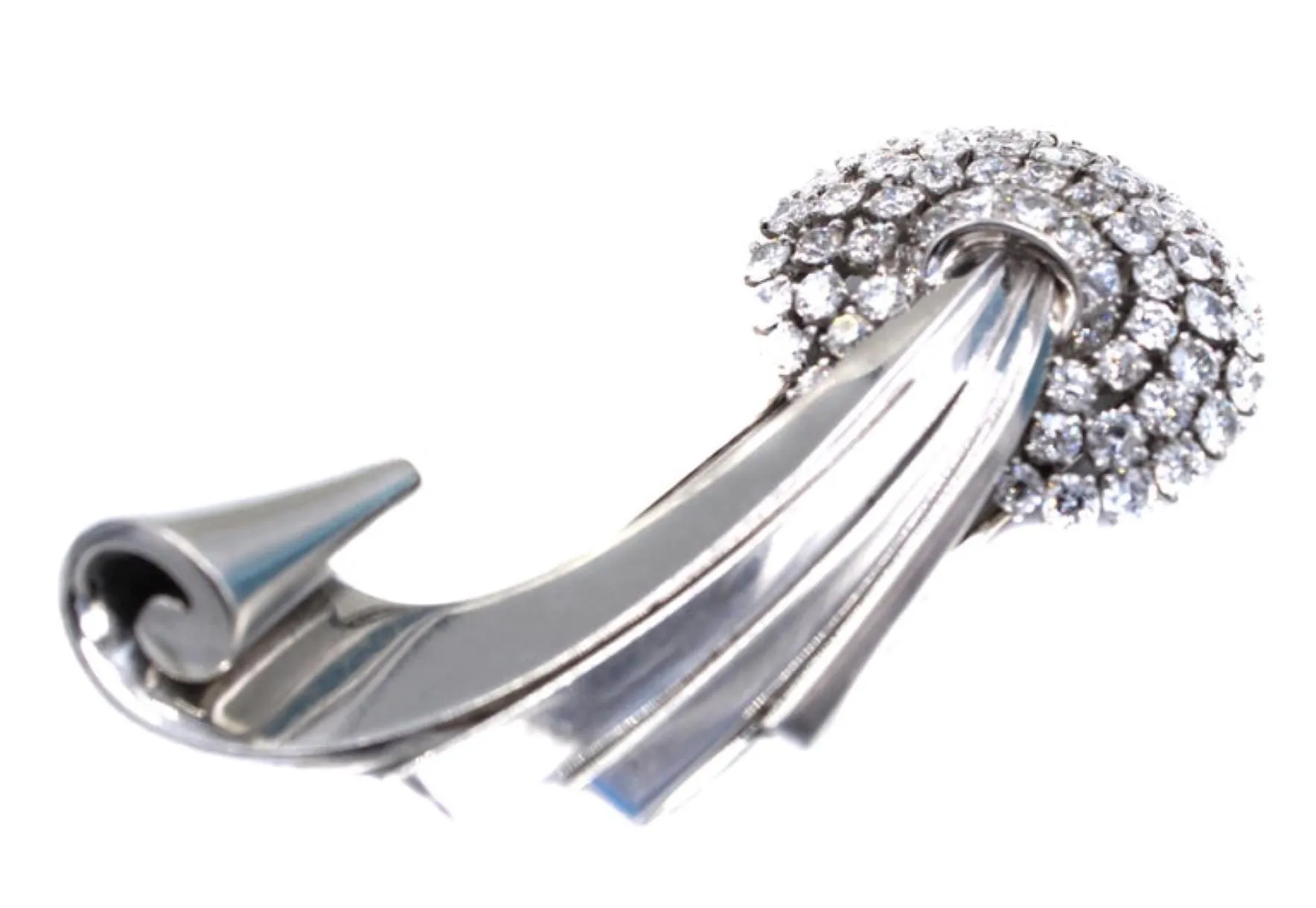 Retro Old European Cut Diamond Platinum Brooch