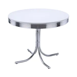 Retro Round 42-inch Wood Top Dining Table White and Chrome