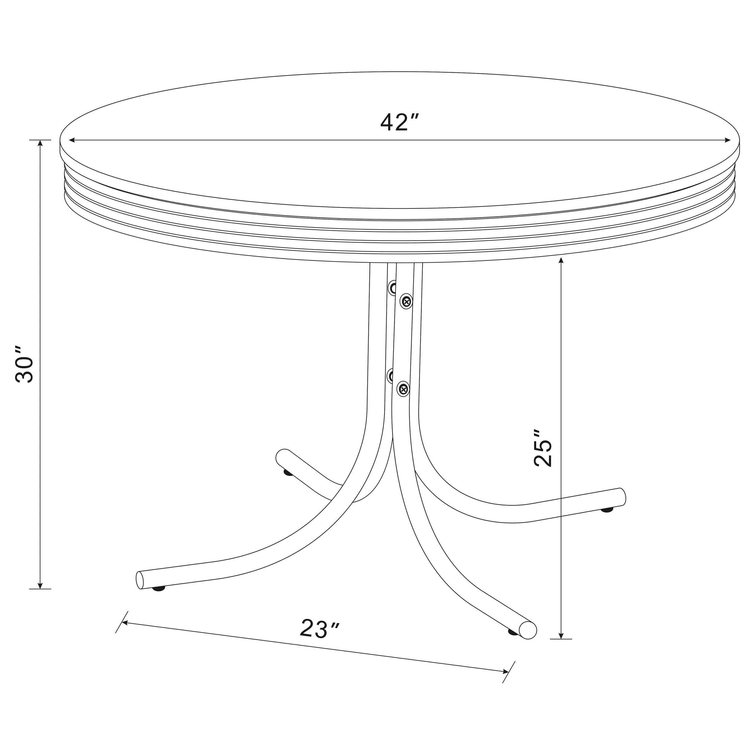 Retro Round 42-inch Wood Top Dining Table White and Chrome