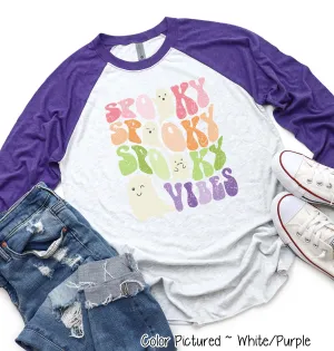 Retro Spooky Vibes Halloween Raglan Tee