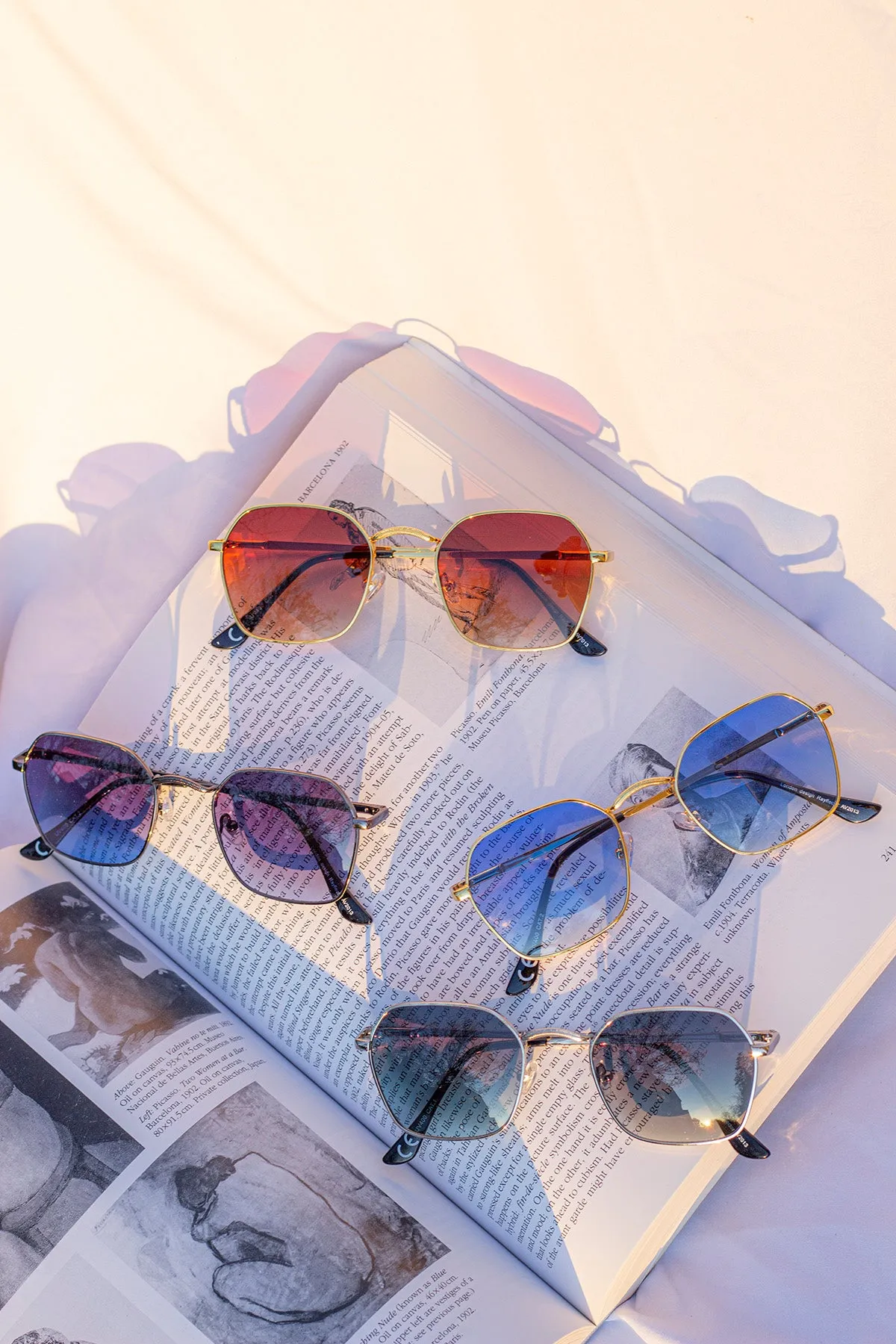 Retro Style Hexagon Square Wire Sunglasses