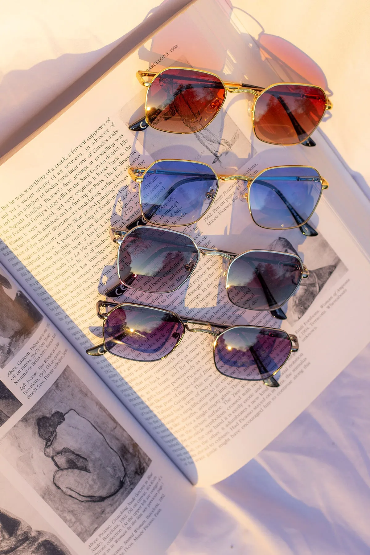 Retro Style Hexagon Square Wire Sunglasses