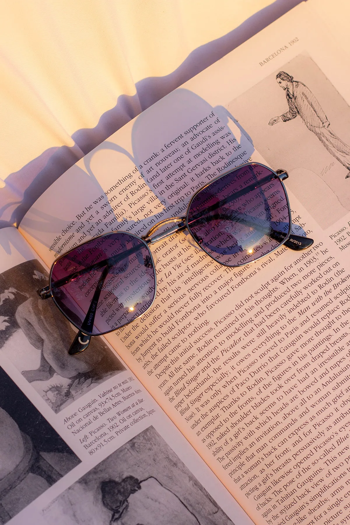Retro Style Hexagon Square Wire Sunglasses