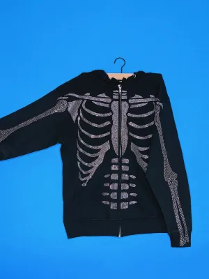 Rhinestone Skeleton Full Zip Hoodie