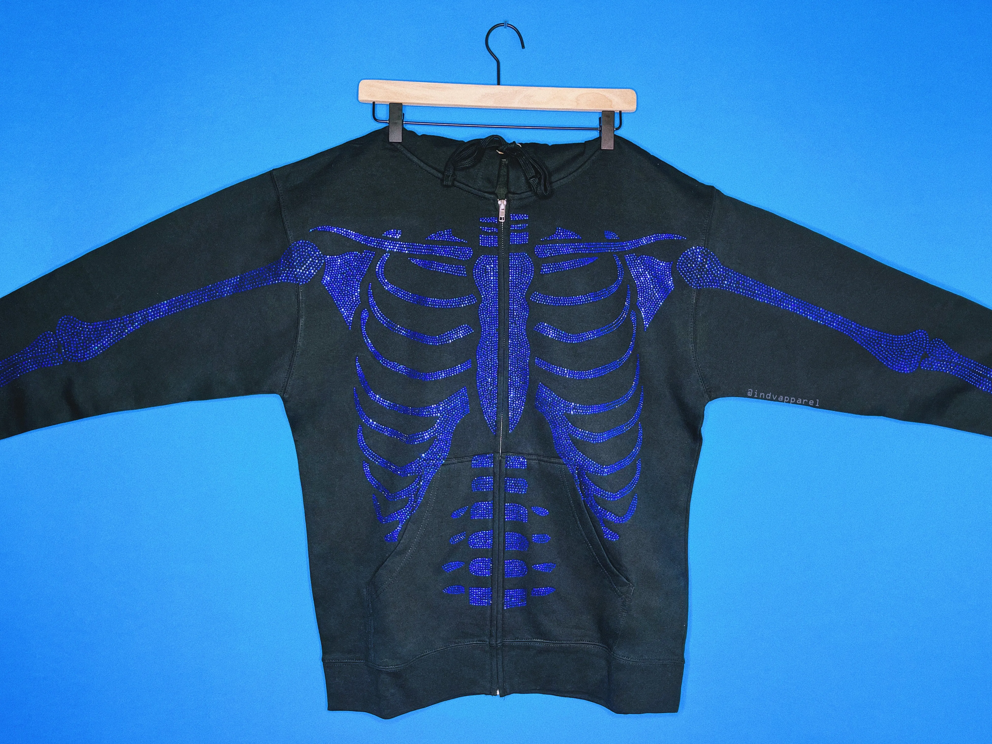 Rhinestone Skeleton Full Zip Hoodie
