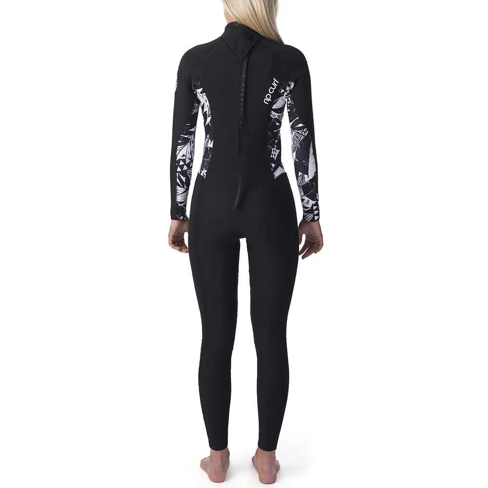 Rip Curl Womens Dawn Patrol 3/2mm Back Zip Wetsuit - Black/Black