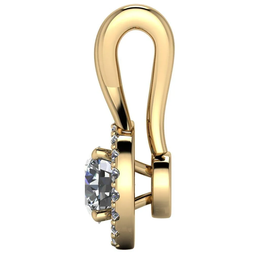 Round Center Stone 4 Prong Diamond Halo Pendant