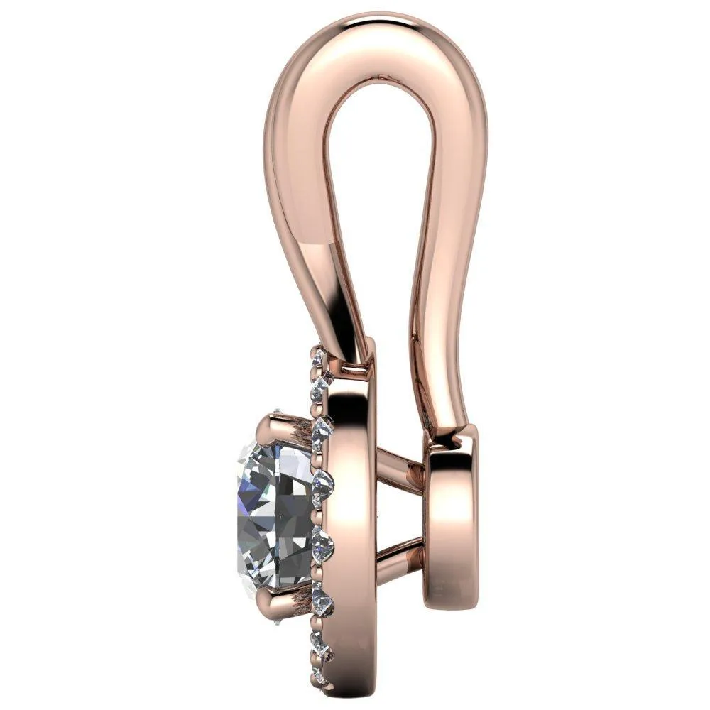 Round Center Stone 4 Prong Diamond Halo Pendant