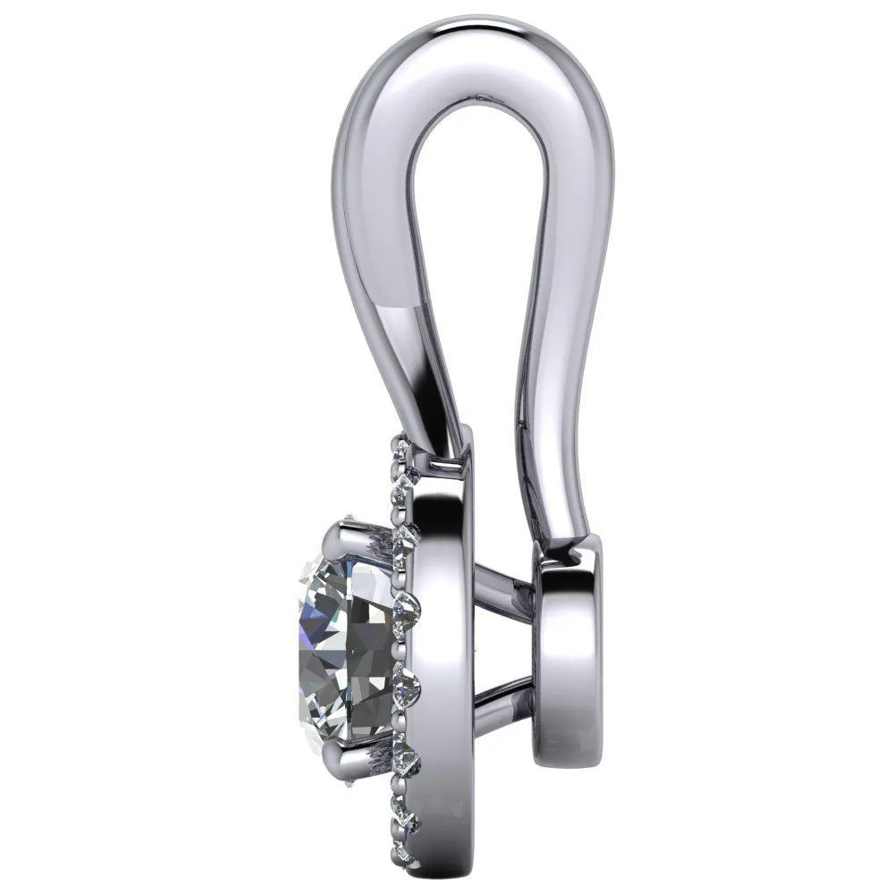 Round Center Stone 4 Prong Diamond Halo Pendant