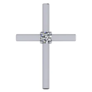 Round Center Stone 4 Prong Solitaire Cross Pendant
