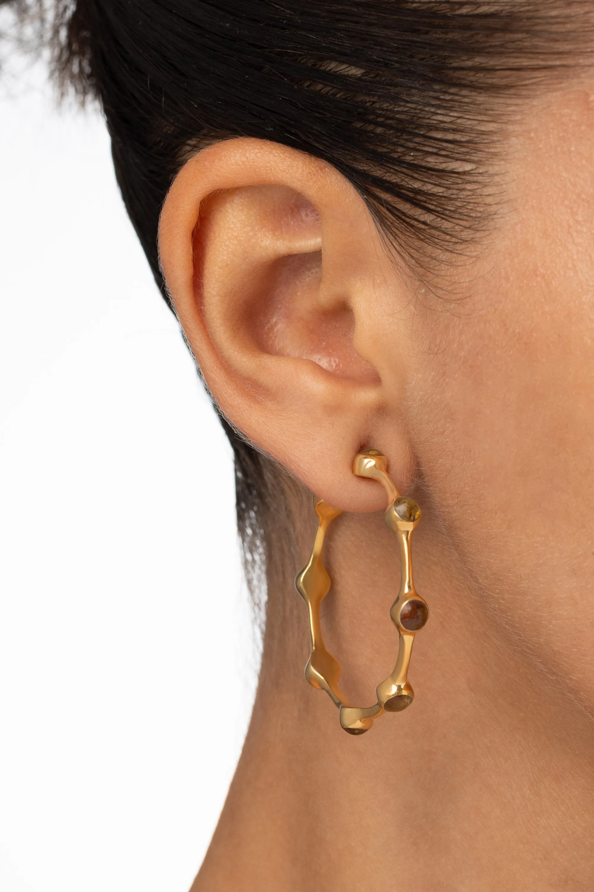 Round Of Blues 1.5" Hoops - Amber
