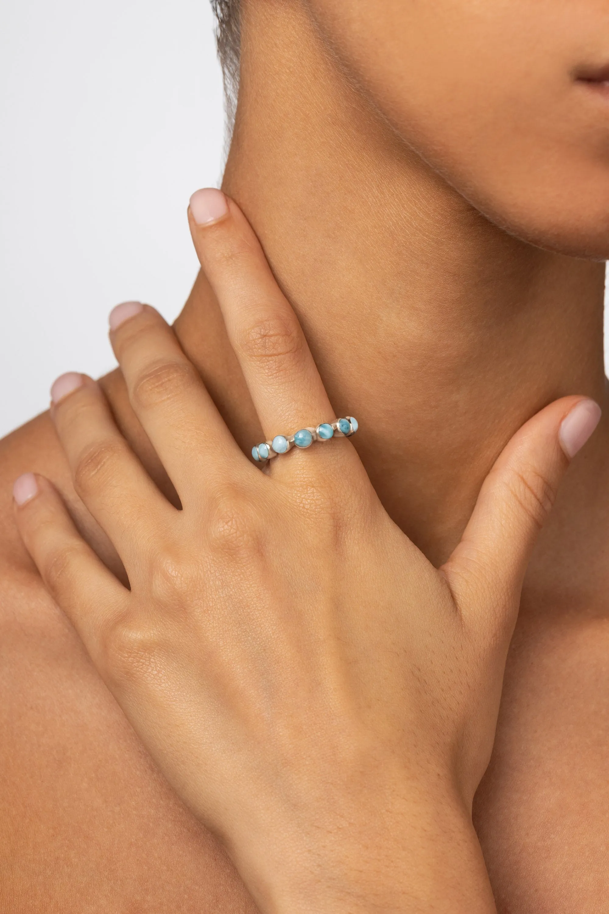 Round Of Blues Ring - Larimar