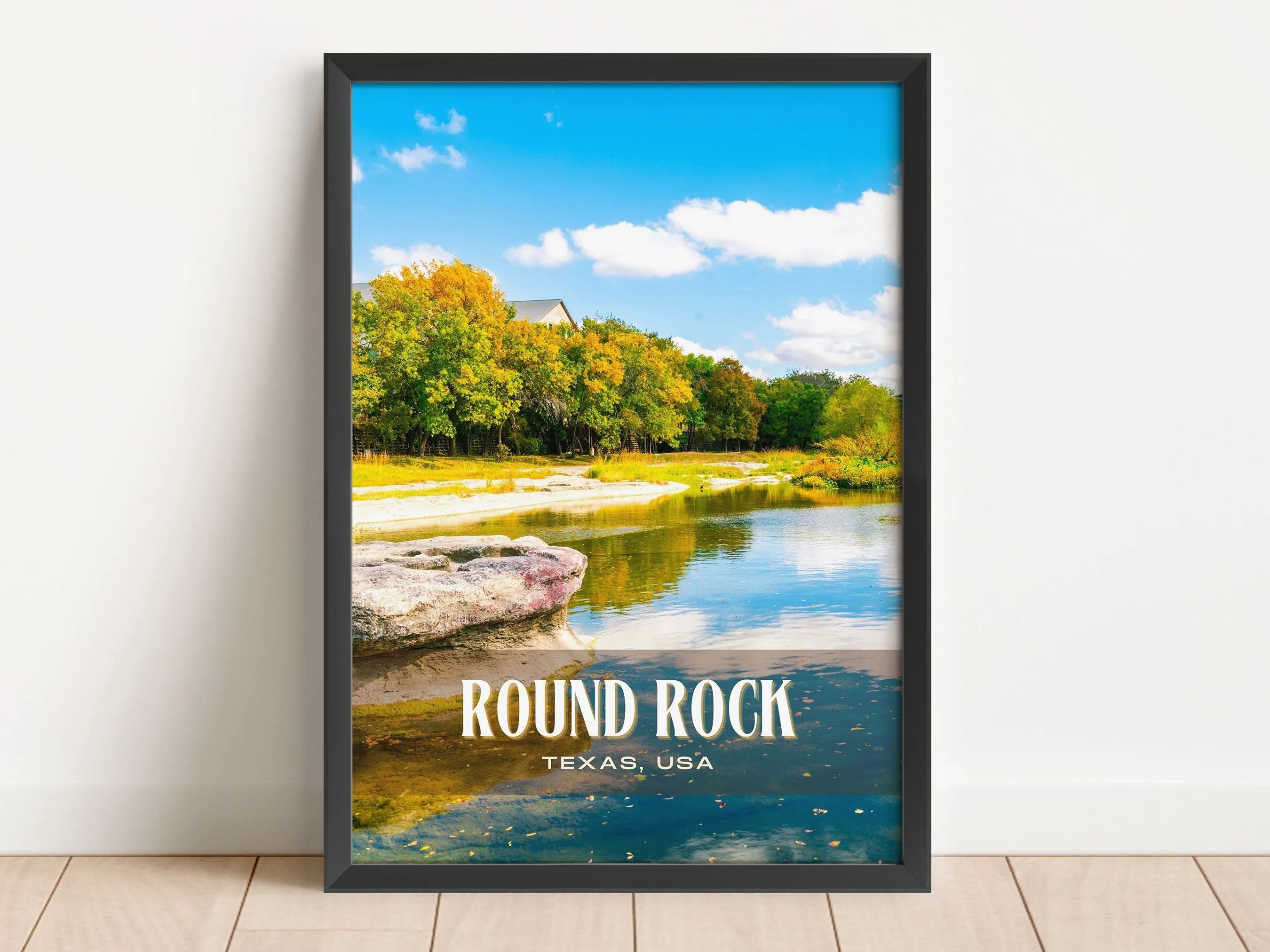 Round Rock Retro Wall Art, Texas, USA