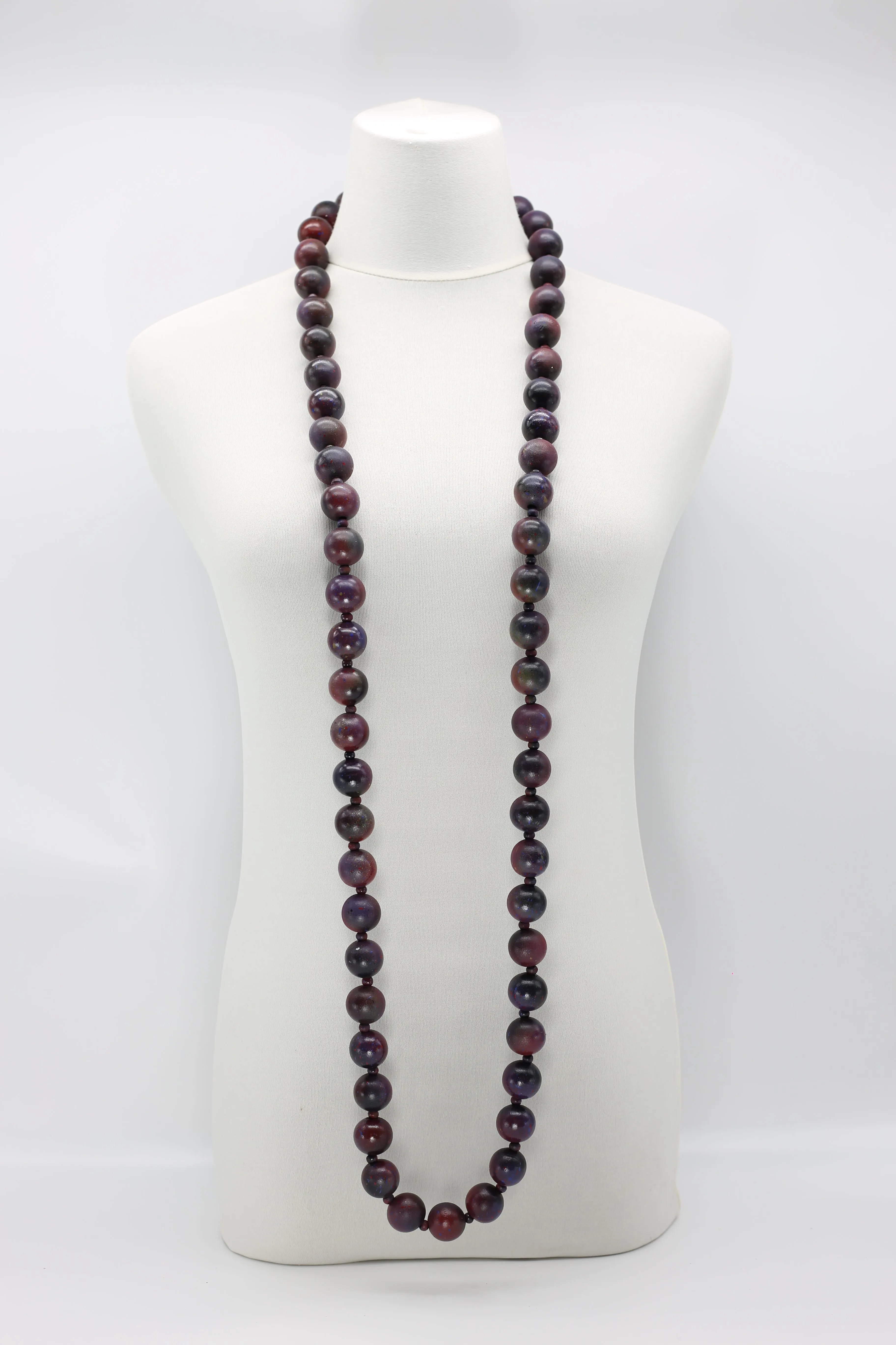 Round Wooden Beads Necklace - Hand painted