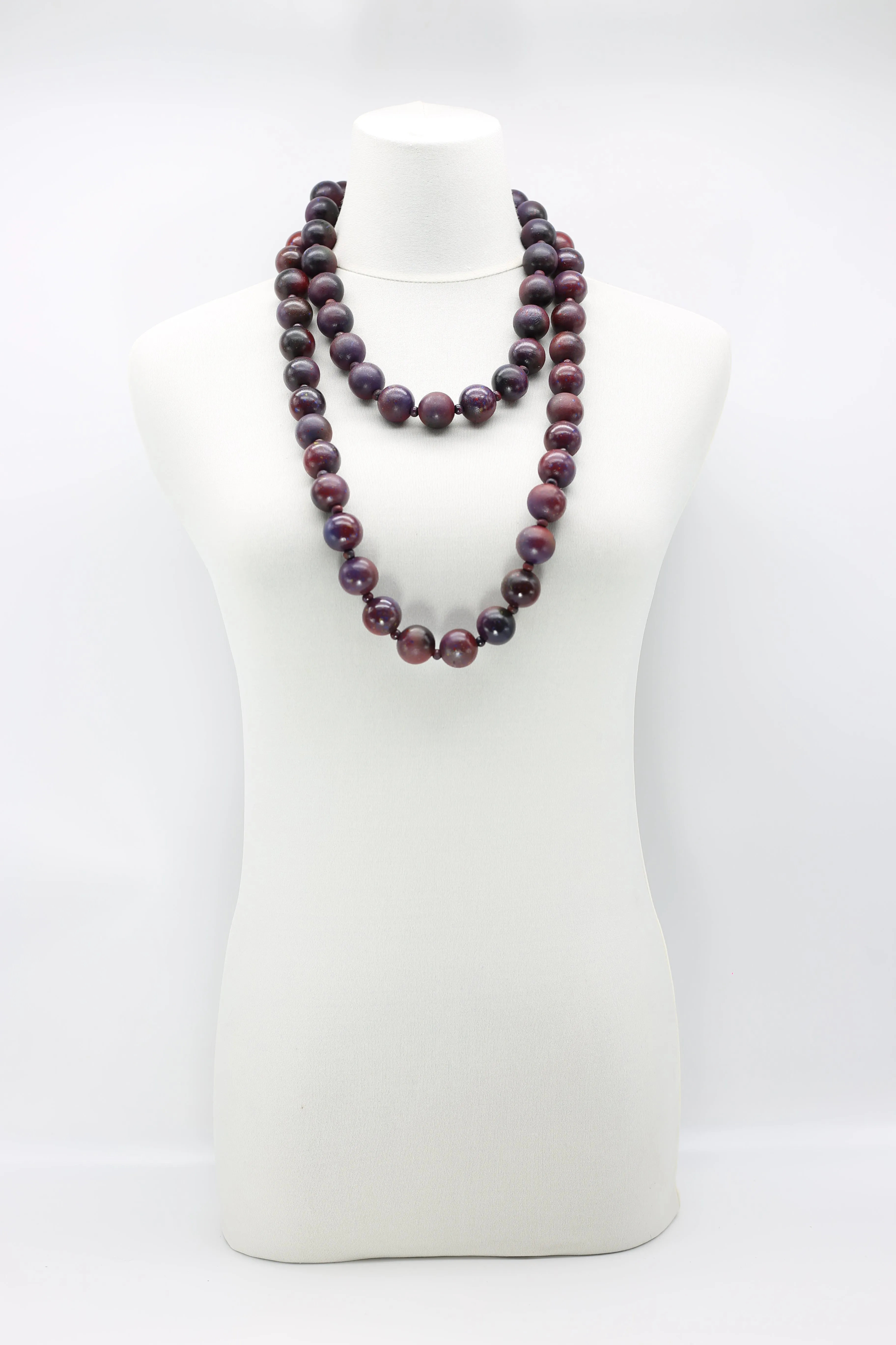 Round Wooden Beads Necklace - Hand painted
