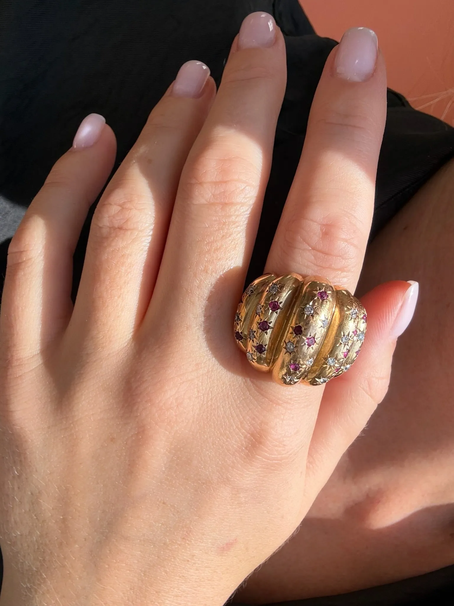 Ruby & Diamond Retro Ring, 18k