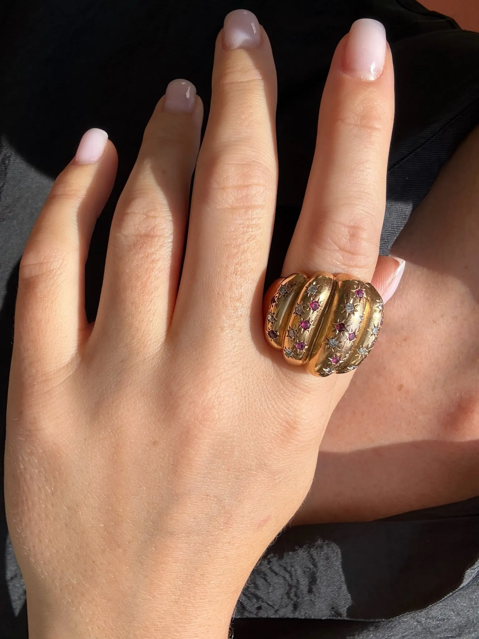 Ruby & Diamond Retro Ring, 18k