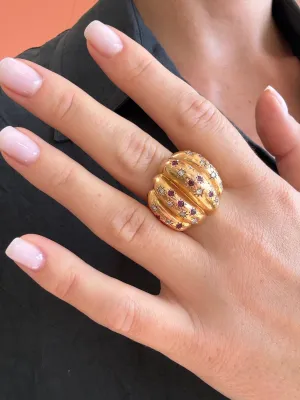 Ruby & Diamond Retro Ring, 18k
