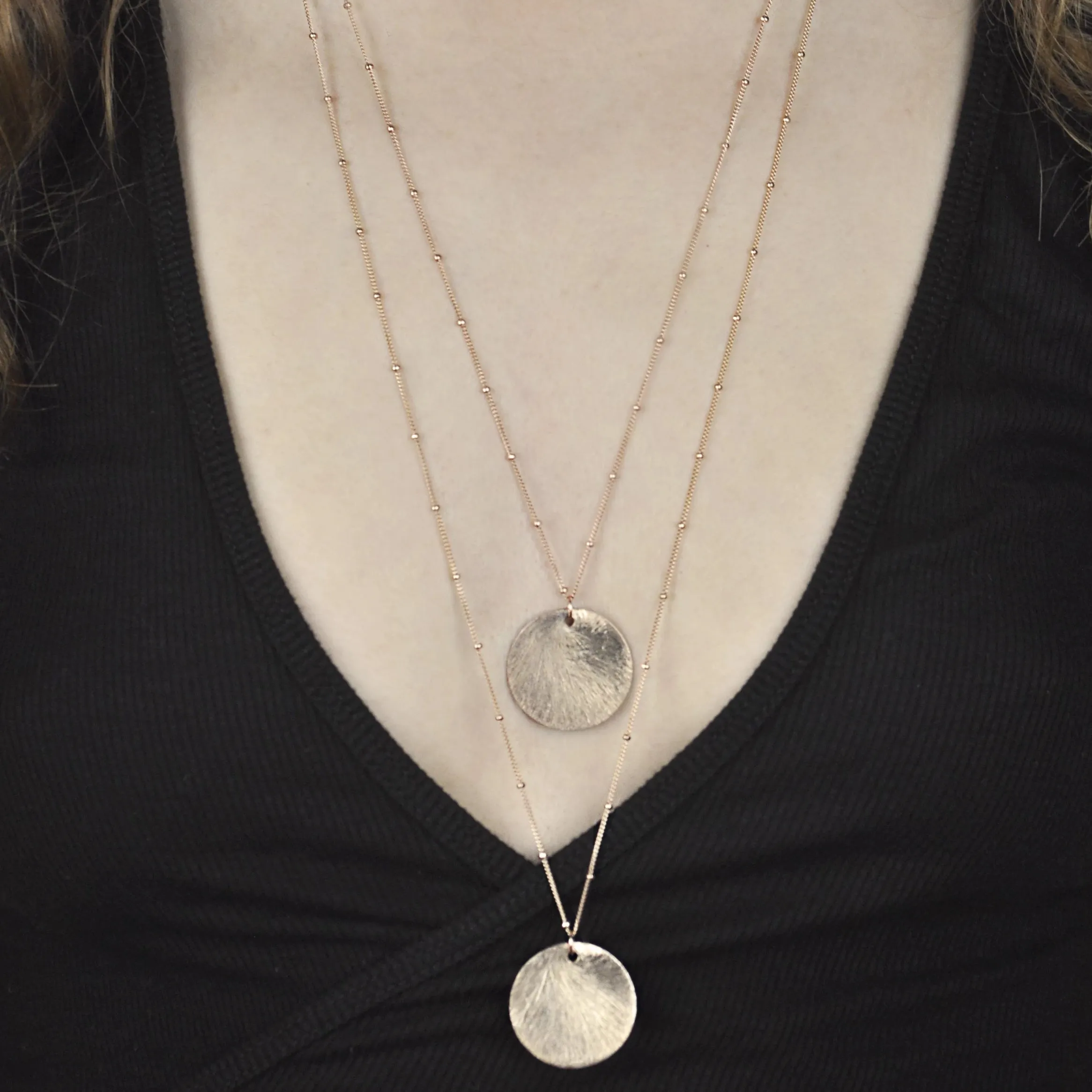 SALE - Brushed Disc Long Necklace